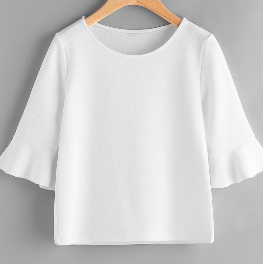 Bell Sleeve White Top